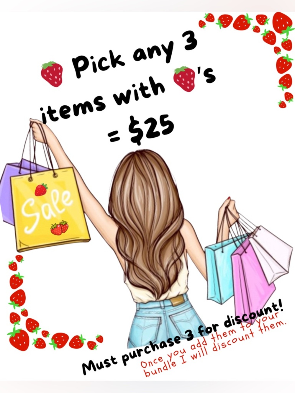 Graphic Strawberry Sale Shopping Illustration - Picture 1 of 1